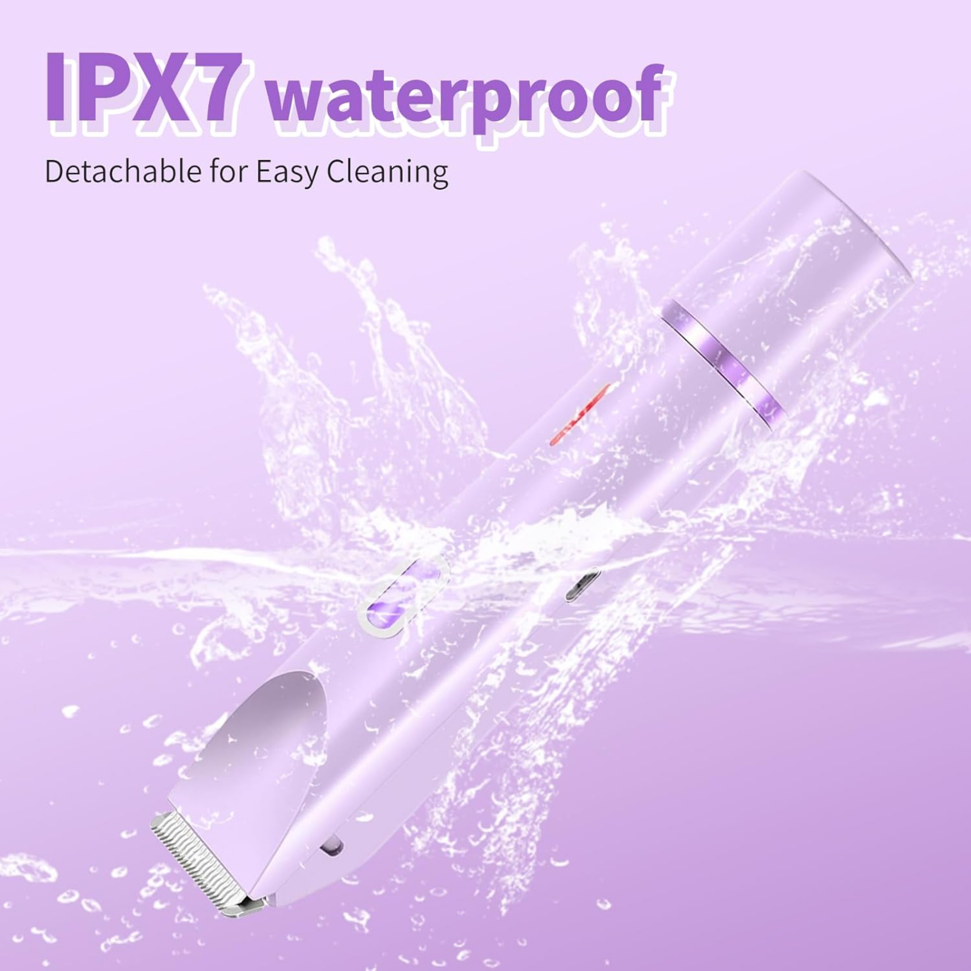 Product with IPX7 waterproof feature on a purple background
